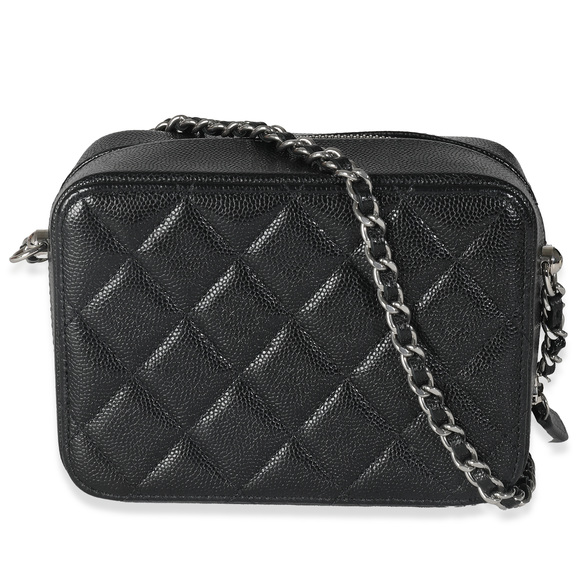 Chanel Black Quilted Caviar Square Zip Around Camera Bag - Picture 2 of 8